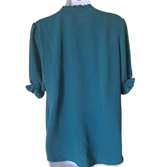 Oversized Flowing V-Neck Casual Blouse - Picture 2 of 4